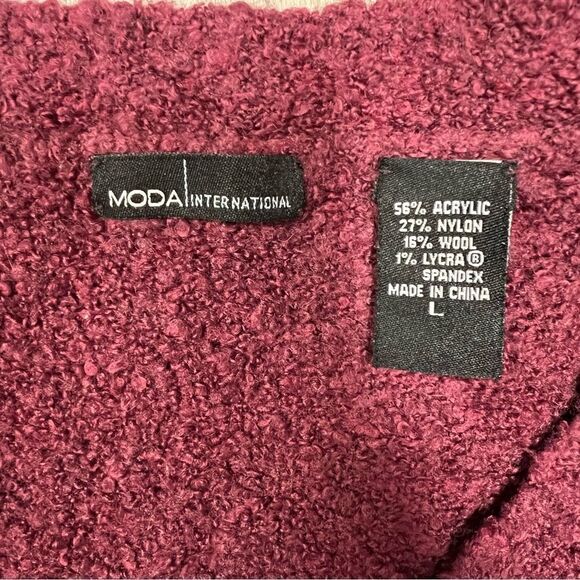 90’s Moda international x Victoria’s Secret Burgundy v neck stretch sweater sz L - Picture 9 of 13